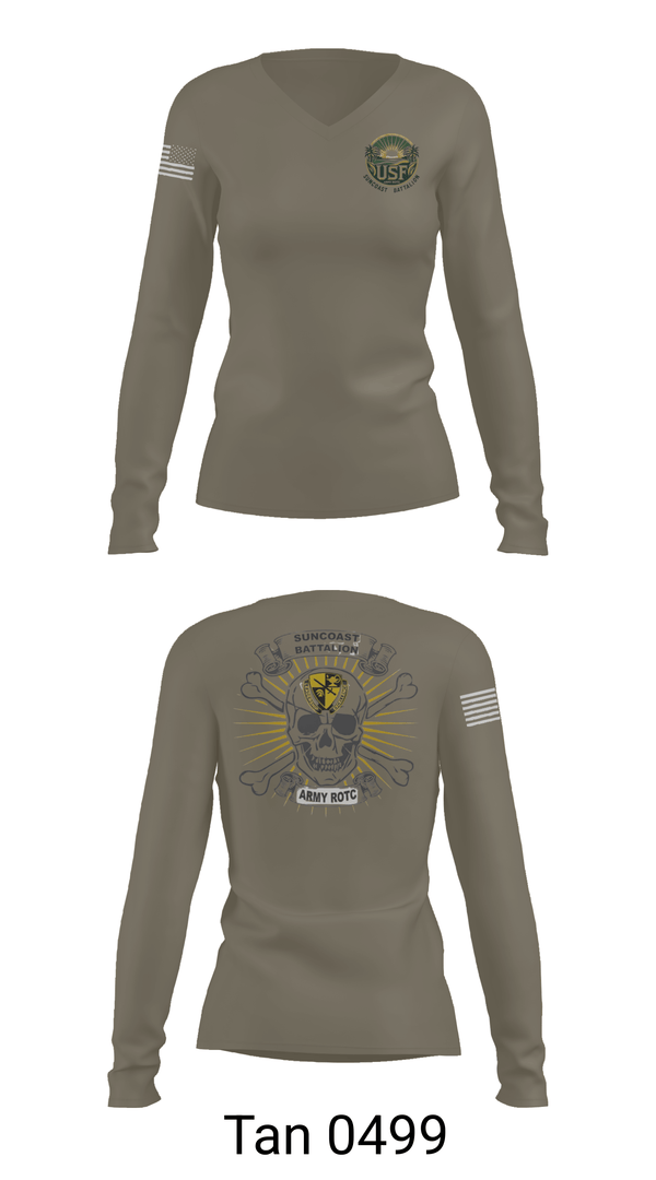 Womens Long Sleeve Vneck Shirt, Suncoast Battalion, Army, Teamtime, Team time, sublimation, custom sports apparel, team uniforms, spirit wear, spiritwear, sports uniforms, custom shirts, team store, custom team store, fundraiser sports, apparel fundraiser