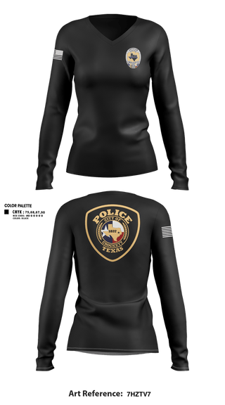 Womens Long Sleeve Vneck Shirt, Crockett Police Department, Police, Teamtime, Team time, sublimation, custom sports apparel, team uniforms, spirit wear, spiritwear, sports uniforms, custom shirts, team store, custom team store, fundraiser sports, apparel fundraiser