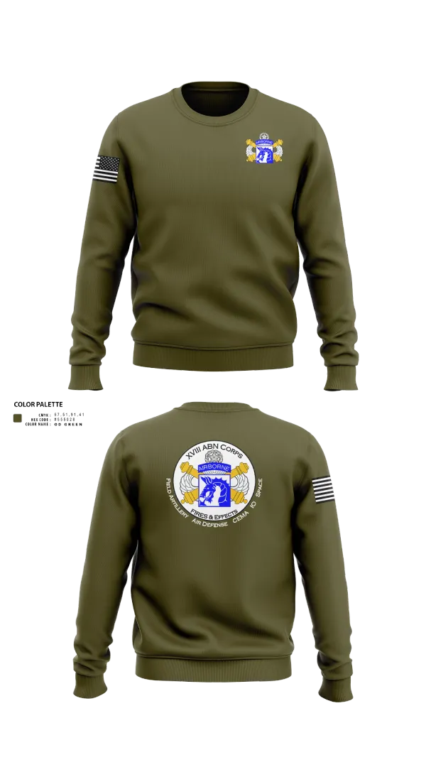Crew Neck Sweatshirt, XVIII Airborne Corps G34 FIRES, Army, Teamtime, Team time, sublimation, custom sports apparel, team uniforms, spirit wear, spiritwear, sports uniforms, custom shirts, team store, custom team store, fundraiser sports, apparel fundraiser