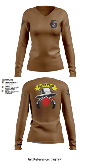 Womens Long Sleeve Vneck Shirt, 6-9 bandit troop, , Teamtime, Team time, sublimation, custom sports apparel, team uniforms, spirit wear, spiritwear, sports uniforms, custom shirts, team store, custom team store, fundraiser sports, apparel fundraiser