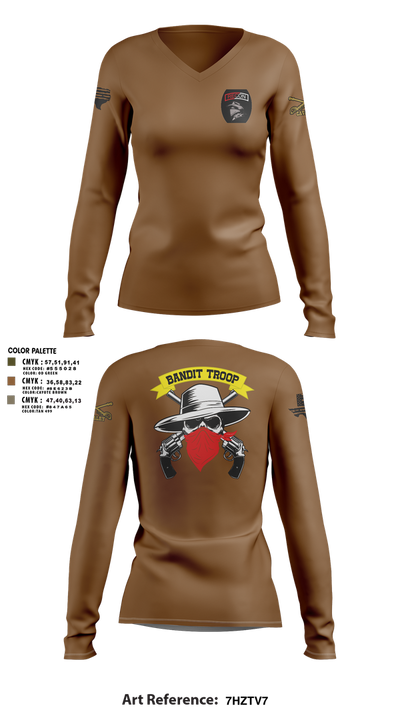 6-9 bandit troop 89460450 Women's Long Sleeve V-neck Shirt - 2