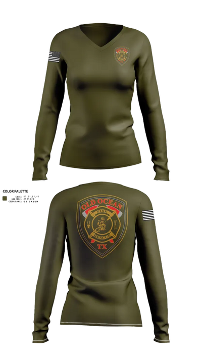 Old Ocean Fire Department 67475417 Women's Long Sleeve V-neck Shirt - 31