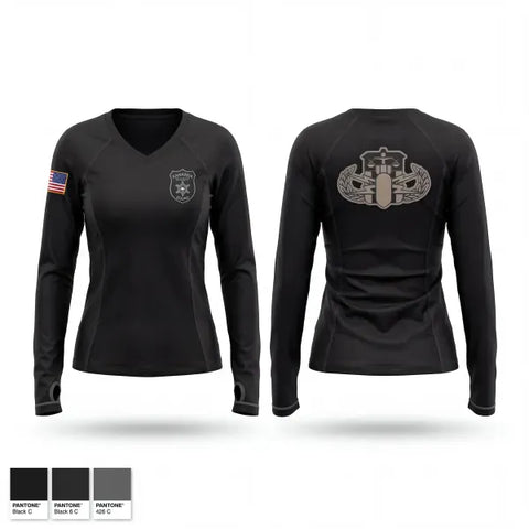 Womens Long Sleeve Vneck Shirt, Kanawha Sheriff Bomb Squad, Police, Teamtime, Team time, sublimation, custom sports apparel, team uniforms, spirit wear, spiritwear, sports uniforms, custom shirts, team store, custom team store, fundraiser sports, apparel fundraiser