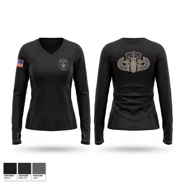 Womens Long Sleeve Vneck Shirt, Kanawha Sheriff Bomb Squad, Police, Teamtime, Team time, sublimation, custom sports apparel, team uniforms, spirit wear, spiritwear, sports uniforms, custom shirts, team store, custom team store, fundraiser sports, apparel fundraiser