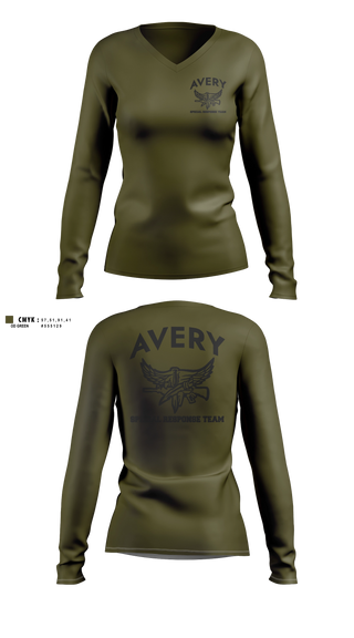 Womens Long Sleeve Vneck Shirt, Avery SRT, Police, Teamtime, Team time, sublimation, custom sports apparel, team uniforms, spirit wear, spiritwear, sports uniforms, custom shirts, team store, custom team store, fundraiser sports, apparel fundraiser