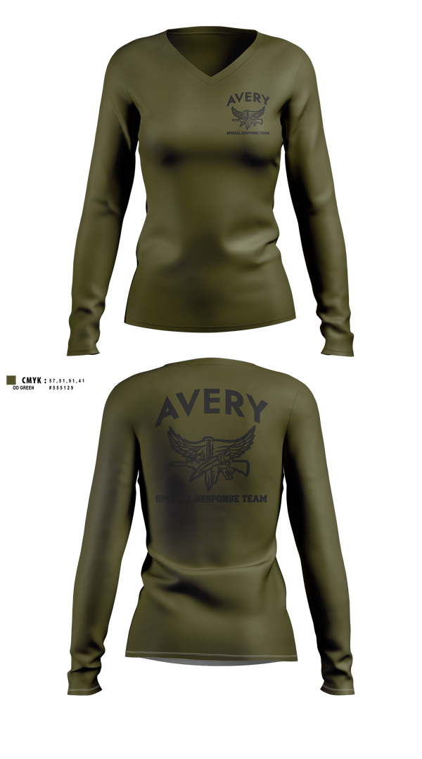 Womens Long Sleeve Vneck Shirt, Avery SRT, Police, Teamtime, Team time, sublimation, custom sports apparel, team uniforms, spirit wear, spiritwear, sports uniforms, custom shirts, team store, custom team store, fundraiser sports, apparel fundraiser