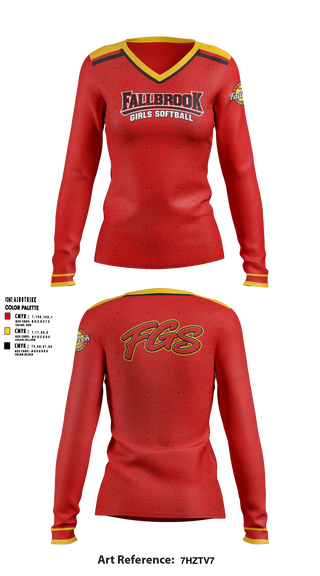 Womens Long Sleeve Vneck Shirt, Fallbrook girls softball, Softball, Teamtime, Team time, sublimation, custom sports apparel, team uniforms, spirit wear, spiritwear, sports uniforms, custom shirts, team store, custom team store, fundraiser sports, apparel fundraiser