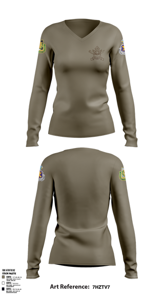 Womens Long Sleeve Vneck Shirt, 4th/104th BN (CA/PO), , Teamtime, Team time, sublimation, custom sports apparel, team uniforms, spirit wear, spiritwear, sports uniforms, custom shirts, team store, custom team store, fundraiser sports, apparel fundraiser