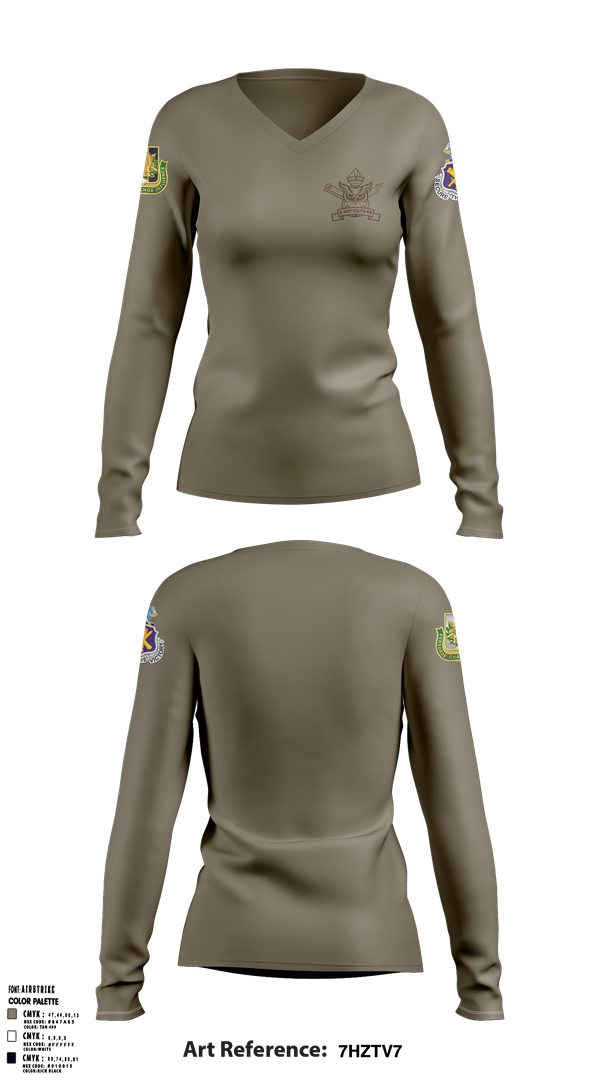 Womens Long Sleeve Vneck Shirt, 4th/104th BN (CA/PO), , Teamtime, Team time, sublimation, custom sports apparel, team uniforms, spirit wear, spiritwear, sports uniforms, custom shirts, team store, custom team store, fundraiser sports, apparel fundraiser