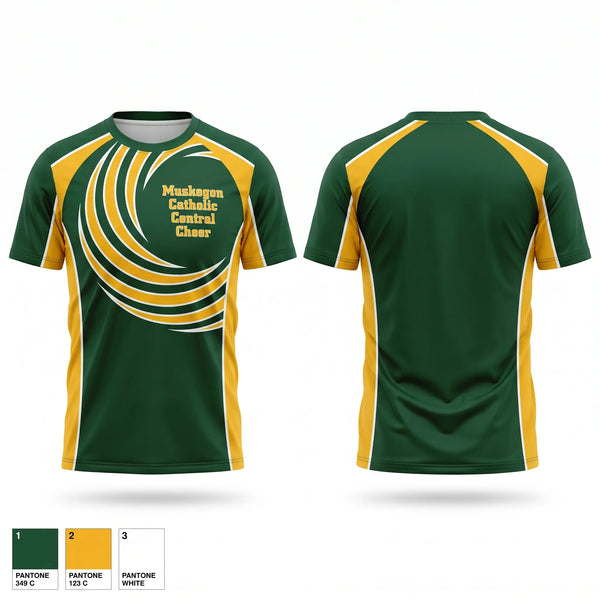 Short Sleeve Performance Shirt, Muskegon Catholic Central Cheer, Cheer, Teamtime, Team time, sublimation, custom sports apparel, team uniforms, spirit wear, spiritwear, sports uniforms, custom shirts, team store, custom team store, fundraiser sports, apparel fundraiser