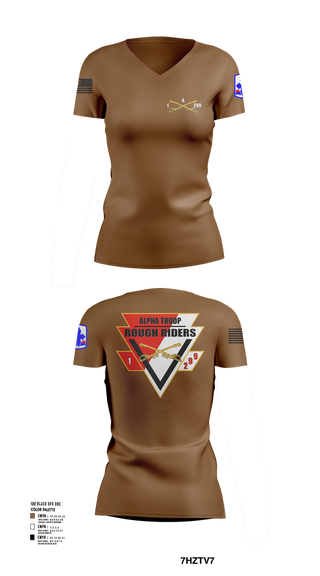 Womens Short Sleeve Vneck Shirt, A Troop, 1st squadron-299th Calvary Regiment, , Teamtime, Team time, sublimation, custom sports apparel, team uniforms, spirit wear, spiritwear, sports uniforms, custom shirts, team store, custom team store, fundraiser sports, apparel fundraiser