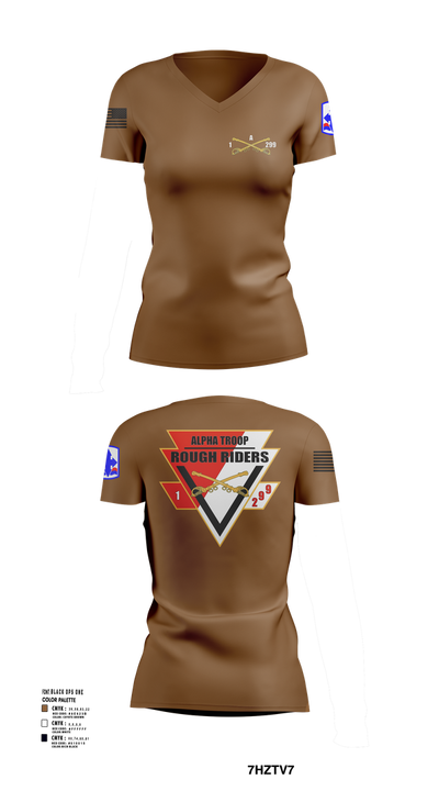 A Troop, 1st squadron-299th Calvary Regiment 70291790 Women's Short Sleeve V-neck Shirt - 102