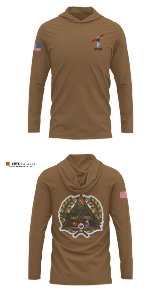 Long Sleeve Performance Shirt with hood, 1P FIST, Army, Teamtime, Team time, sublimation, custom sports apparel, team uniforms, spirit wear, spiritwear, sports uniforms, custom shirts, team store, custom team store, fundraiser sports, apparel fundraiser