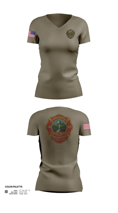 Simmonsville VFD 9385181 Women's Short Sleeve V-neck Shirt - 102