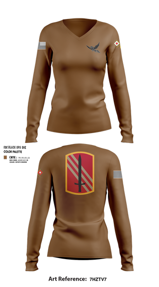 Womens Long Sleeve Vneck Shirt, 196th BDE SIG CO, , Teamtime, Team time, sublimation, custom sports apparel, team uniforms, spirit wear, spiritwear, sports uniforms, custom shirts, team store, custom team store, fundraiser sports, apparel fundraiser