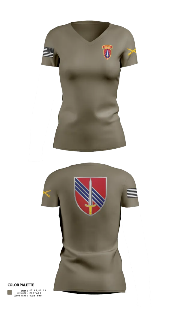 Womens Short Sleeve Vneck Shirt, HHB 4th BN, 3rd SFAB, , Teamtime, Team time, sublimation, custom sports apparel, team uniforms, spirit wear, spiritwear, sports uniforms, custom shirts, team store, custom team store, fundraiser sports, apparel fundraiser