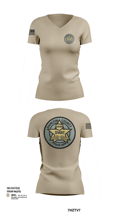 HCPA Swat 1437477 Women's Short Sleeve V-neck Shirt - 103