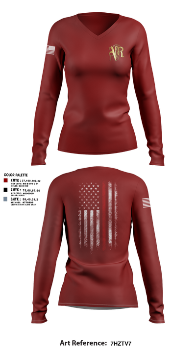 Venice Fire 82961861 Women's Long Sleeve V-neck Shirt - 1