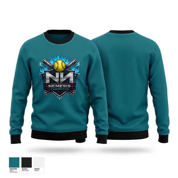 Crew Neck Sweatshirt, Nemesis Fastpitch, Softball, Teamtime, Team time, sublimation, custom sports apparel, team uniforms, spirit wear, spiritwear, sports uniforms, custom shirts, team store, custom team store, fundraiser sports, apparel fundraiser