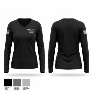 Womens Long Sleeve Vneck Shirt, N51, Police, Teamtime, Team time, sublimation, custom sports apparel, team uniforms, spirit wear, spiritwear, sports uniforms, custom shirts, team store, custom team store, fundraiser sports, apparel fundraiser