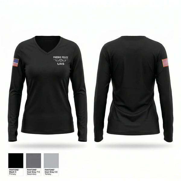 Womens Long Sleeve Vneck Shirt, N51, Police, Teamtime, Team time, sublimation, custom sports apparel, team uniforms, spirit wear, spiritwear, sports uniforms, custom shirts, team store, custom team store, fundraiser sports, apparel fundraiser