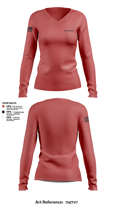 Womens Long Sleeve Vneck Shirt, F/1 AVN REGT, , Teamtime, Team time, sublimation, custom sports apparel, team uniforms, spirit wear, spiritwear, sports uniforms, custom shirts, team store, custom team store, fundraiser sports, apparel fundraiser