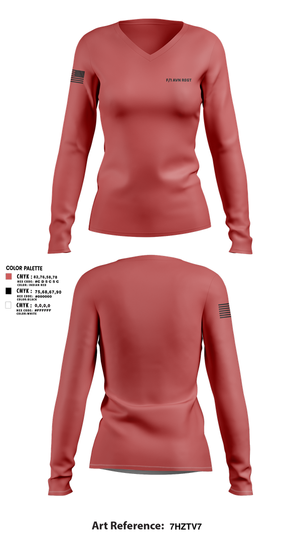 Womens Long Sleeve Vneck Shirt, F/1 AVN REGT, , Teamtime, Team time, sublimation, custom sports apparel, team uniforms, spirit wear, spiritwear, sports uniforms, custom shirts, team store, custom team store, fundraiser sports, apparel fundraiser