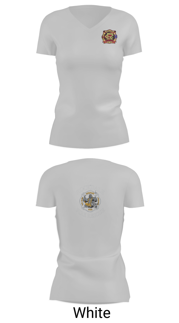 Womens Short Sleeve Vneck Shirt, Rockdale County Fire Rescue Company 1, Fire Department, Teamtime, Team time, sublimation, custom sports apparel, team uniforms, spirit wear, spiritwear, sports uniforms, custom shirts, team store, custom team store, fundraiser sports, apparel fundraiser