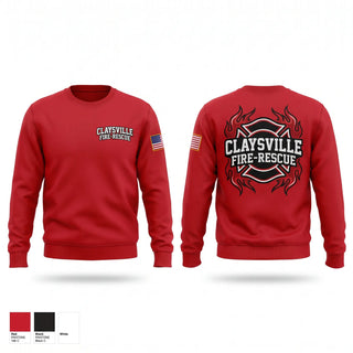 Crew Neck Sweatshirt, Claysville Fire-Rescue, Fire Department, Teamtime, Team time, sublimation, custom sports apparel, team uniforms, spirit wear, spiritwear, sports uniforms, custom shirts, team store, custom team store, fundraiser sports, apparel fundraiser
