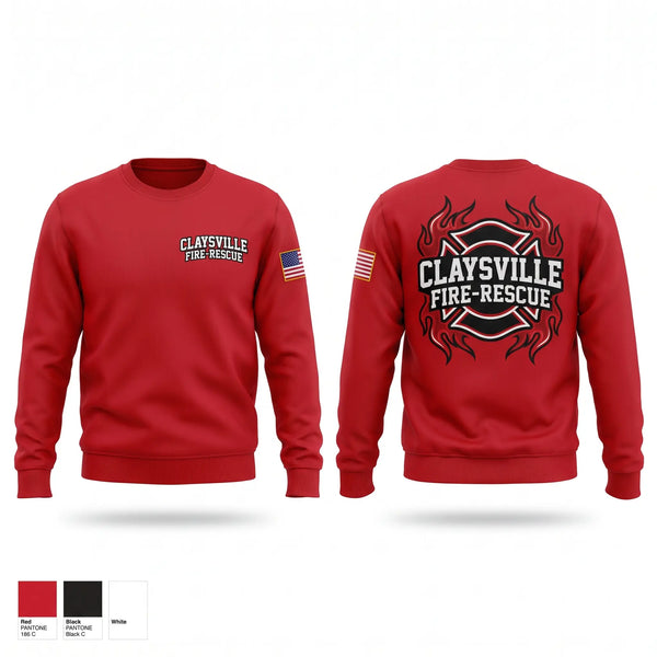 Crew Neck Sweatshirt, Claysville Fire-Rescue, Fire Department, Teamtime, Team time, sublimation, custom sports apparel, team uniforms, spirit wear, spiritwear, sports uniforms, custom shirts, team store, custom team store, fundraiser sports, apparel fundraiser