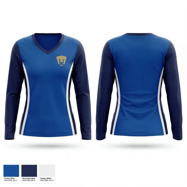Womens Long Sleeve Vneck Shirt, Pumas, Men's Soccer, Teamtime, Team time, sublimation, custom sports apparel, team uniforms, spirit wear, spiritwear, sports uniforms, custom shirts, team store, custom team store, fundraiser sports, apparel fundraiser