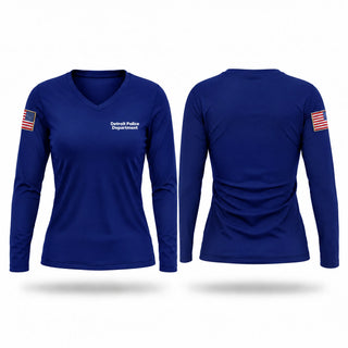Womens Long Sleeve Vneck Shirt, Detroit Police Department, Police, Teamtime, Team time, sublimation, custom sports apparel, team uniforms, spirit wear, spiritwear, sports uniforms, custom shirts, team store, custom team store, fundraiser sports, apparel fundraiser
