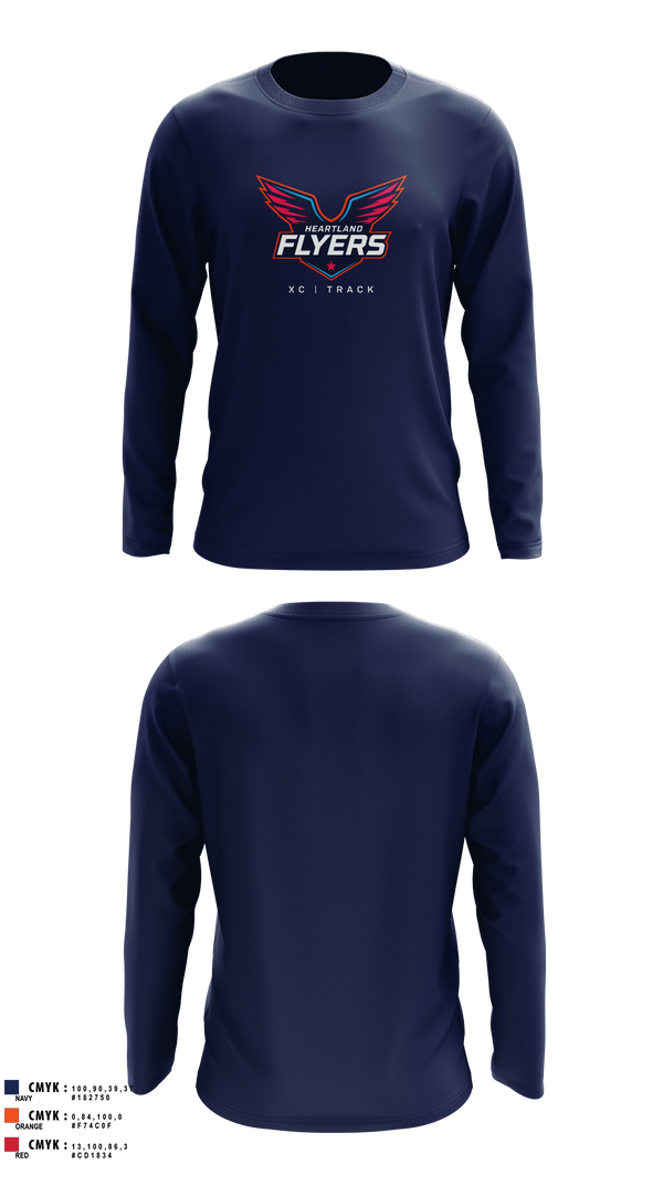 Long Sleeve Performance Shirt, Heartland Flyers, Track & Field, Teamtime, Team time, sublimation, custom sports apparel, team uniforms, spirit wear, spiritwear, sports uniforms, custom shirts, team store, custom team store, fundraiser sports, apparel fundraiser