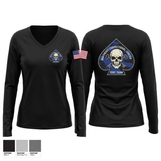 Womens Long Sleeve Vneck Shirt, Northeast Correctional Center, Police, Teamtime, Team time, sublimation, custom sports apparel, team uniforms, spirit wear, spiritwear, sports uniforms, custom shirts, team store, custom team store, fundraiser sports, apparel fundraiser