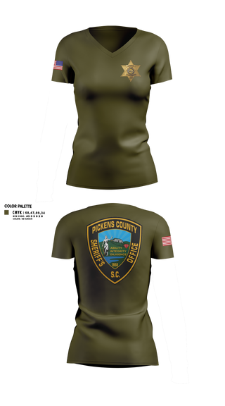 Womens Short Sleeve Vneck Shirt, Pickens County Sheriff’s Office, Police, Teamtime, Team time, sublimation, custom sports apparel, team uniforms, spirit wear, spiritwear, sports uniforms, custom shirts, team store, custom team store, fundraiser sports, apparel fundraiser