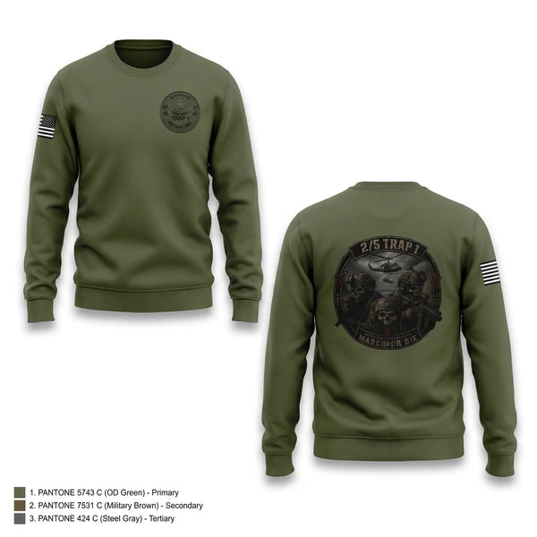 Crew Neck Sweatshirt, 2/5 TRAP 1, Marines, Teamtime, Team time, sublimation, custom sports apparel, team uniforms, spirit wear, spiritwear, sports uniforms, custom shirts, team store, custom team store, fundraiser sports, apparel fundraiser