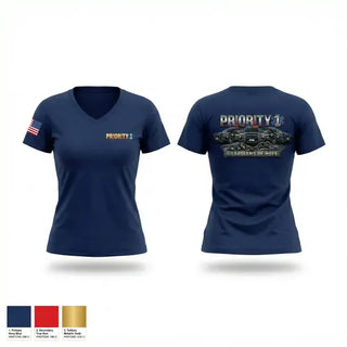 Womens Short Sleeve Vneck Shirt, PRIORITY 1, EMS/EMT, Teamtime, Team time, sublimation, custom sports apparel, team uniforms, spirit wear, spiritwear, sports uniforms, custom shirts, team store, custom team store, fundraiser sports, apparel fundraiser