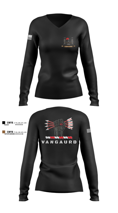 1ST PLT 76TH CEC-S 11178991 Women's Long Sleeve V-neck Shirt - 1