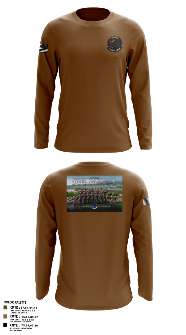 Long Sleeve Performance Shirt, 118th CES, Air Force, Teamtime, Team time, sublimation, custom sports apparel, team uniforms, spirit wear, spiritwear, sports uniforms, custom shirts, team store, custom team store, fundraiser sports, apparel fundraiser