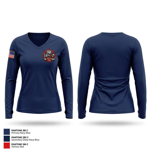 Womens Long Sleeve Vneck Shirt, Station 42, Fire Department, Teamtime, Team time, sublimation, custom sports apparel, team uniforms, spirit wear, spiritwear, sports uniforms, custom shirts, team store, custom team store, fundraiser sports, apparel fundraiser