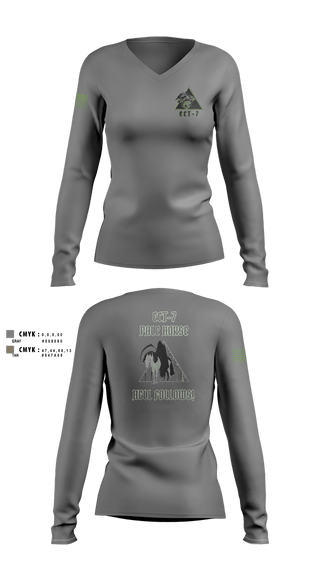 Womens Long Sleeve Vneck Shirt, ECT-7, 11 CYBN, Army, Teamtime, Team time, sublimation, custom sports apparel, team uniforms, spirit wear, spiritwear, sports uniforms, custom shirts, team store, custom team store, fundraiser sports, apparel fundraiser