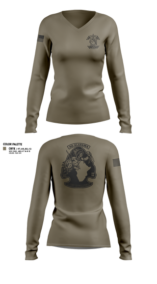 Womens Long Sleeve Vneck Shirt, Bco 1-167IN, Army, Teamtime, Team time, sublimation, custom sports apparel, team uniforms, spirit wear, spiritwear, sports uniforms, custom shirts, team store, custom team store, fundraiser sports, apparel fundraiser