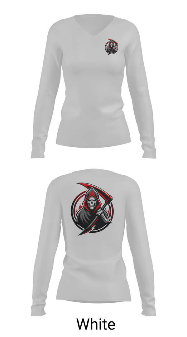 Womens Long Sleeve Vneck Shirt, Reaper Platoon, Army, Teamtime, Team time, sublimation, custom sports apparel, team uniforms, spirit wear, spiritwear, sports uniforms, custom shirts, team store, custom team store, fundraiser sports, apparel fundraiser
