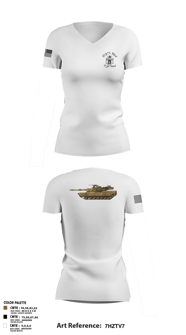 Womens Short Sleeve Vneck Shirt, Death Row Platoon, Tomahawk Troop, 5/4 CAV, 2ABCT, 1ID, , Teamtime, Team time, sublimation, custom sports apparel, team uniforms, spirit wear, spiritwear, sports uniforms, custom shirts, team store, custom team store, fundraiser sports, apparel fundraiser