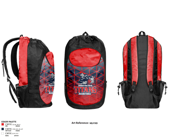 Gear Bag, Tampa Bay Tech Titans Basketball, Men's Basketball, Teamtime, Team time, sublimation, custom sports apparel, team uniforms, spirit wear, spiritwear, sports uniforms, custom shirts, team store, custom team store, fundraiser sports, apparel fundraiser