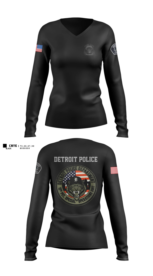 Womens Long Sleeve Vneck Shirt, 12th Precinct Special Operations, Police, Teamtime, Team time, sublimation, custom sports apparel, team uniforms, spirit wear, spiritwear, sports uniforms, custom shirts, team store, custom team store, fundraiser sports, apparel fundraiser