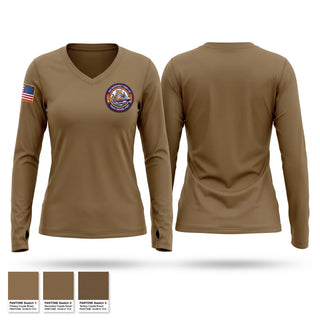 Womens Long Sleeve Vneck Shirt, USS NEB GOLD TIGER CRUISE 27, Navy, Teamtime, Team time, sublimation, custom sports apparel, team uniforms, spirit wear, spiritwear, sports uniforms, custom shirts, team store, custom team store, fundraiser sports, apparel fundraiser