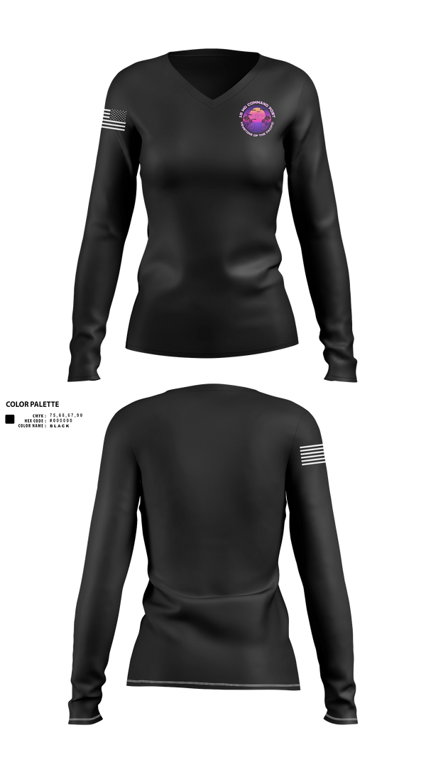 Womens Long Sleeve Vneck Shirt, 18 WG/CP, Air Force, Teamtime, Team time, sublimation, custom sports apparel, team uniforms, spirit wear, spiritwear, sports uniforms, custom shirts, team store, custom team store, fundraiser sports, apparel fundraiser