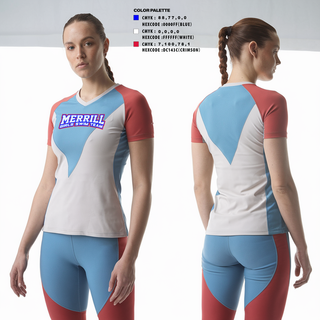 Womens Short Sleeve Vneck Shirt, Merrill Girls Swim Team, Swimming, Teamtime, Team time, sublimation, custom sports apparel, team uniforms, spirit wear, spiritwear, sports uniforms, custom shirts, team store, custom team store, fundraiser sports, apparel fundraiser