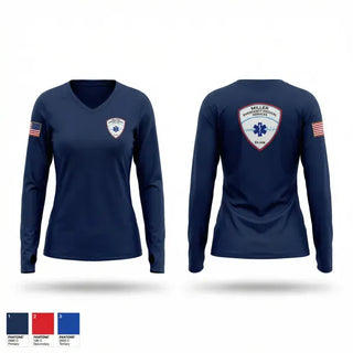 Womens Long Sleeve Vneck Shirt, Miller EMS, EMS/EMT, Teamtime, Team time, sublimation, custom sports apparel, team uniforms, spirit wear, spiritwear, sports uniforms, custom shirts, team store, custom team store, fundraiser sports, apparel fundraiser
